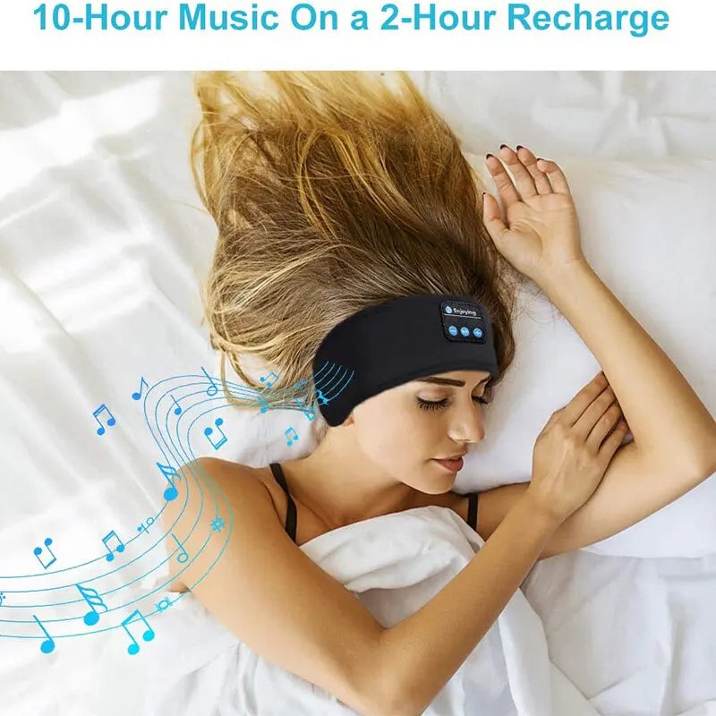 Wireless Bluetooth Headband Headphones – Elastic Sport & Sleep Earphones with Built-In Music and Eye Mask