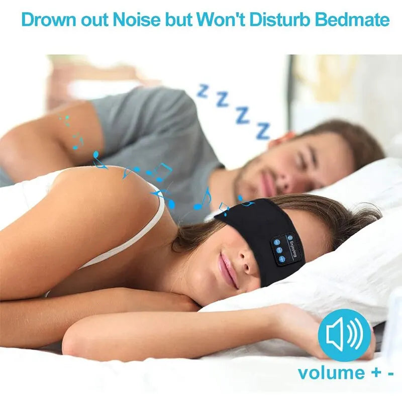 Wireless Bluetooth Headband Headphones – Elastic Sport & Sleep Earphones with Built-In Music and Eye Mask
