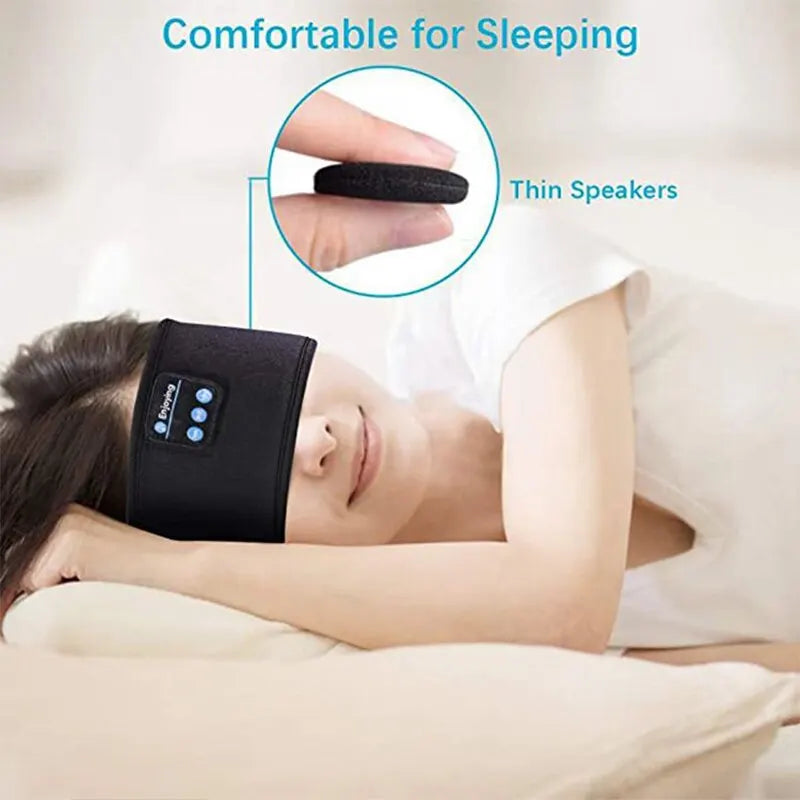 Wireless Bluetooth Headband Headphones – Elastic Sport & Sleep Earphones with Built-In Music and Eye Mask