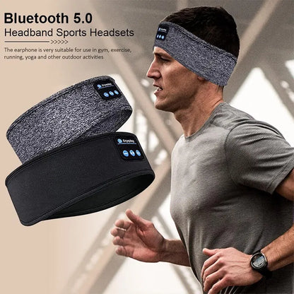 Wireless Bluetooth Headband Headphones – Elastic Sport & Sleep Earphones with Built-In Music and Eye Mask